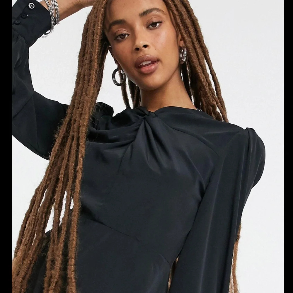 Topshop Twist Neck Black Mini Dress
